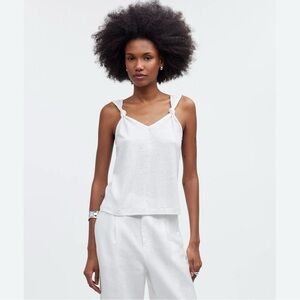 NWT Madewell Linen Blend Knotted Strap White Camisole Top Small
